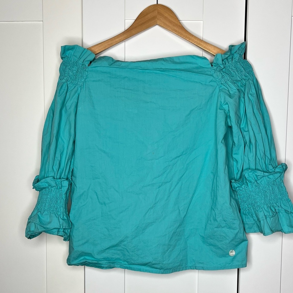 Elegant Teal Off-Shoulder Blouse